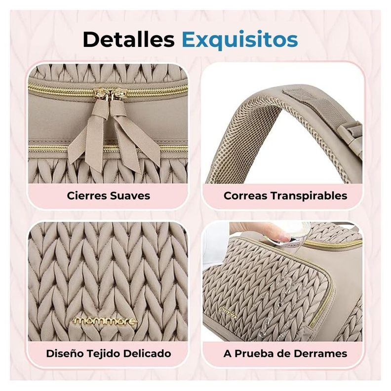 Mommore Mochila Pañalera Pqña Bolsillos Térmicos Marrón-5