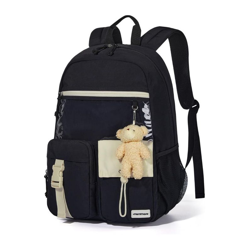 Mommore Mochila Escolar Ligera Kawaii Kids 19L - Negro-0