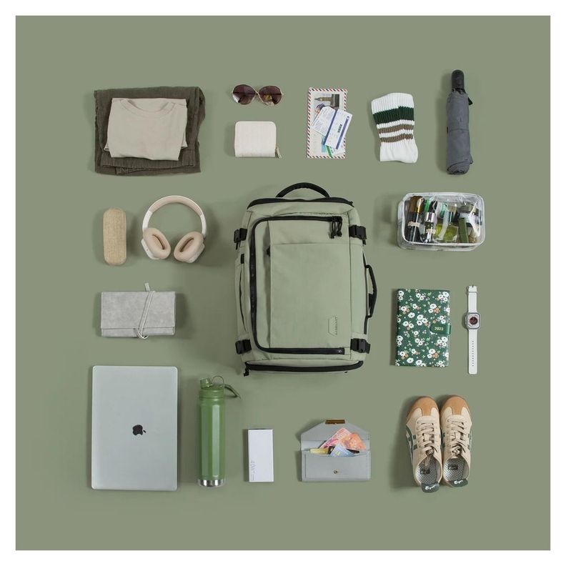 Bagsmart Mochila de Viaje Blast Mediana 38L para Notebook 15.6" - Verde-7