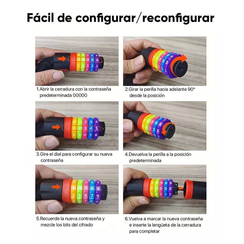 Lydsto Candado de Cadena para Bicicletas Rainbow Lock 5 dígitos-4