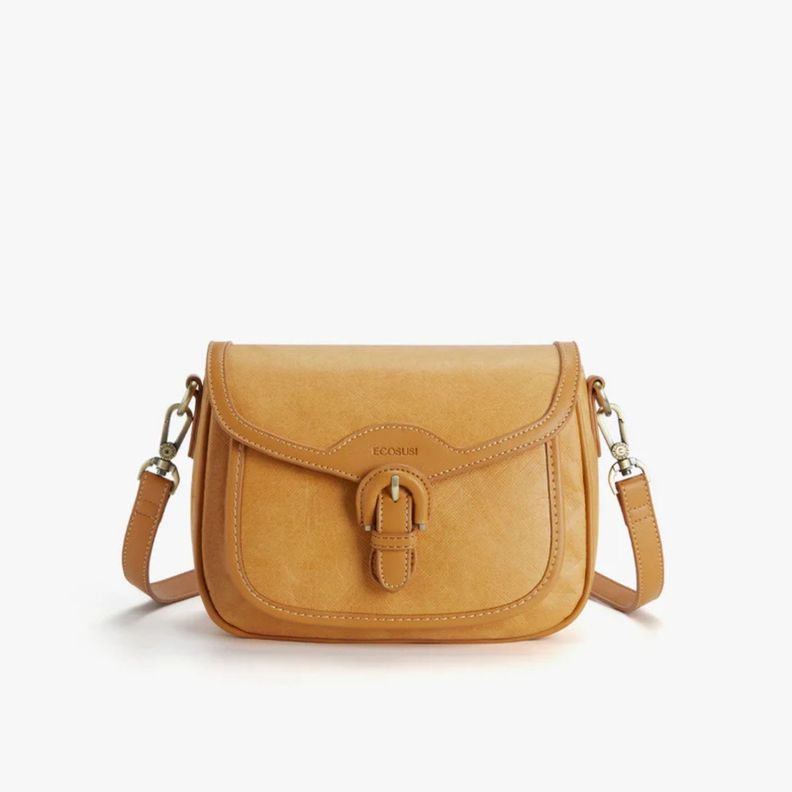 Ecosusi Cartera Bandolera Evelina de Papel Lavable Ecologico Ambar Naranjo Oscuro