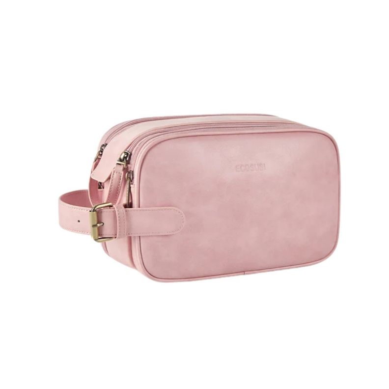 Ecosusi Neceser Grande Elena de Cuero Vegano - Rosado Rubor-1