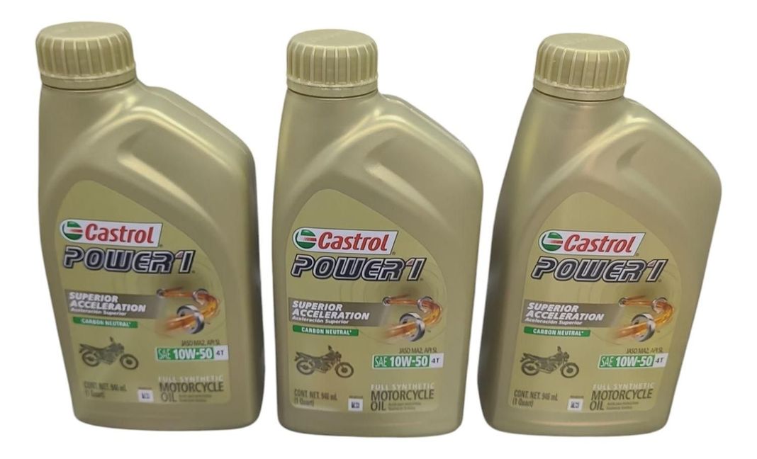 Aceite De Moto Castrol Full Sintetico 10w 50 Pack (3l) Dorado 25