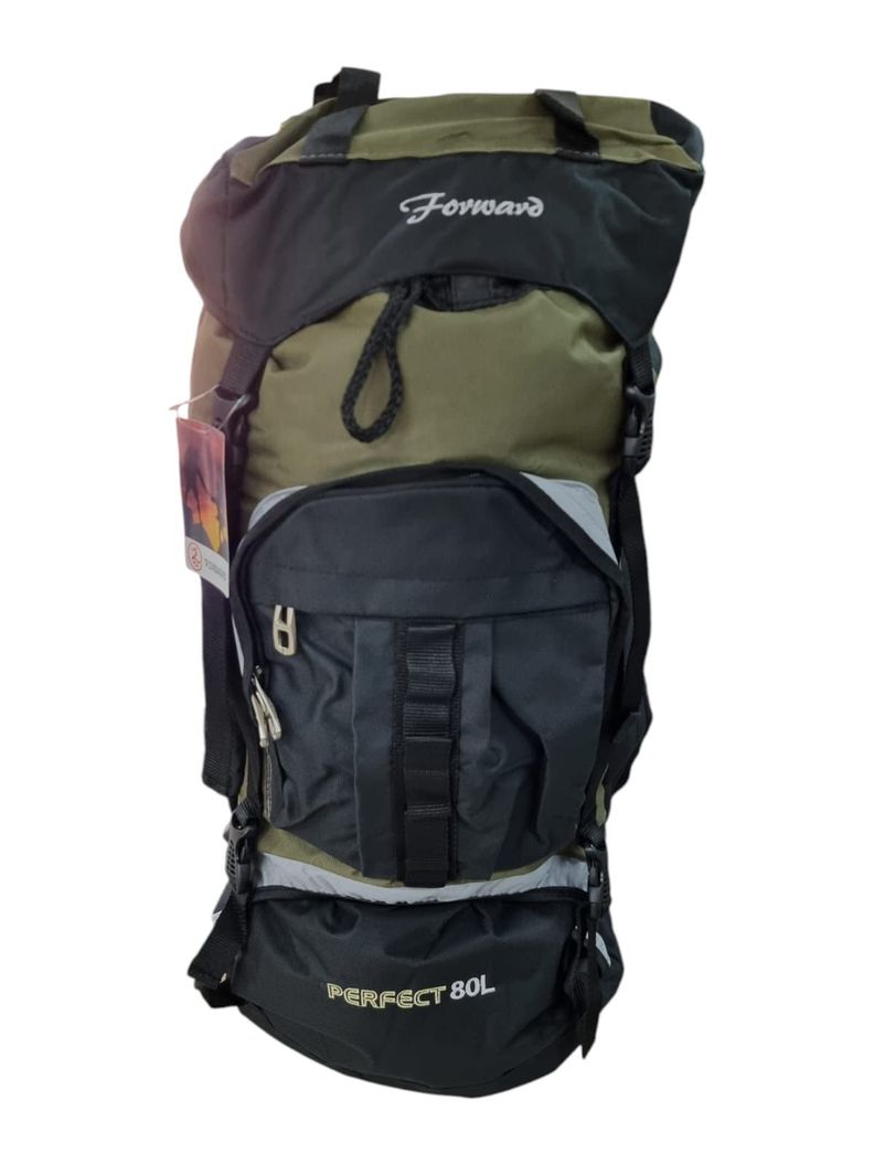 MOCHILA 80 LITROS 65x40x20 cm VERDE CON NEGRO Y GRIS-0