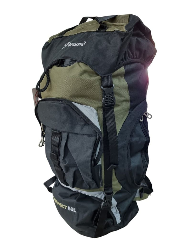 MOCHILA 80 LITROS 65x40x20 cm VERDE CON NEGRO Y GRIS-1