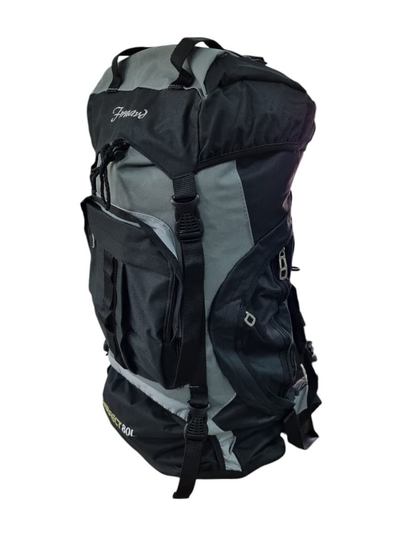 MOCHILA 80 LITROS 65x40x20 cm NEGRO CON GRIS 2-1