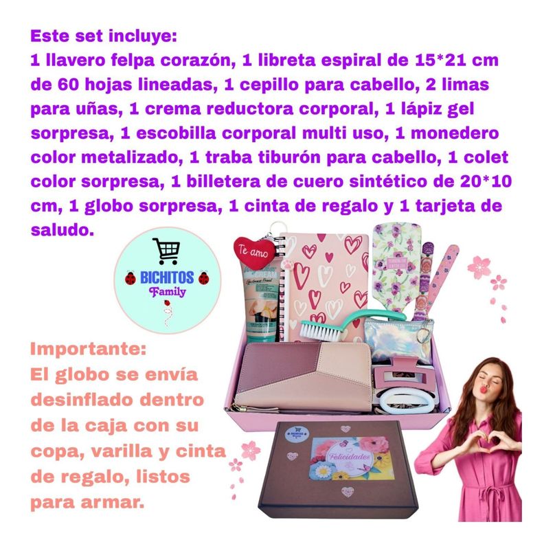 Set de regalo, billetera de mujer de cuero sintético más accesorios-2