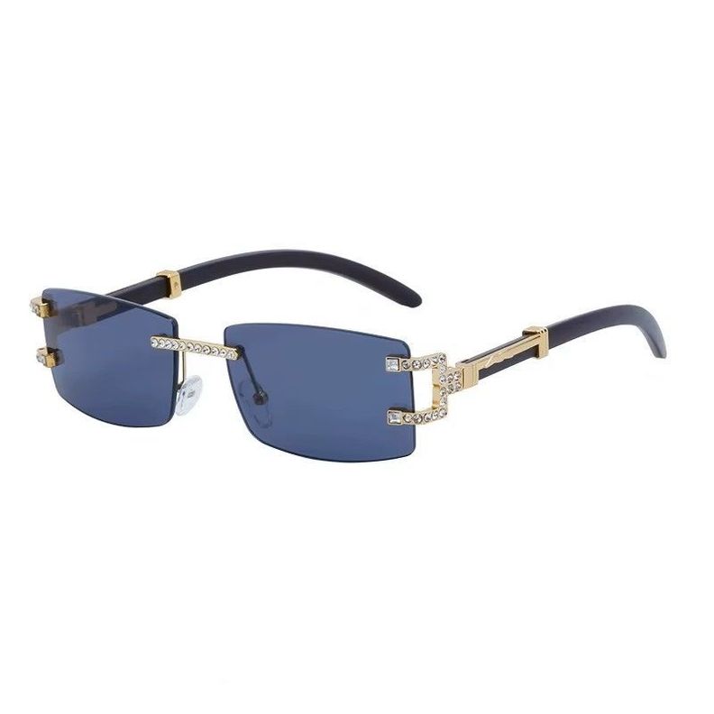 Lentes de Sol Mujer Fan l Royal Sky Rectangular Rimless Dorado con Lente Azul Azul Electrico