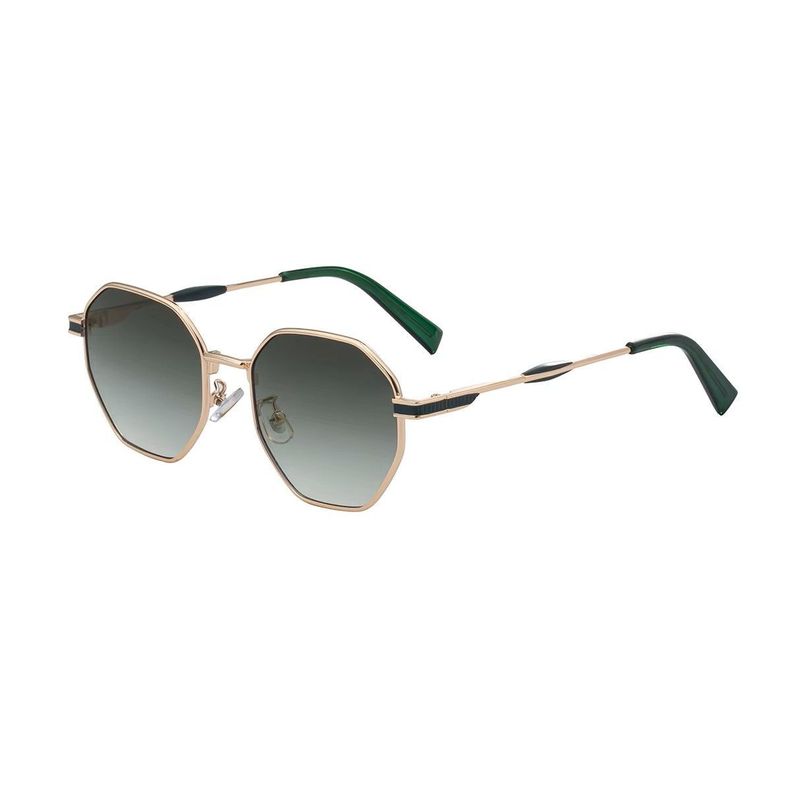 Lentes de Sol Hexagonales Unisex Fan l UV400 Marco Met lico Dorado y Lente Verde Degradado