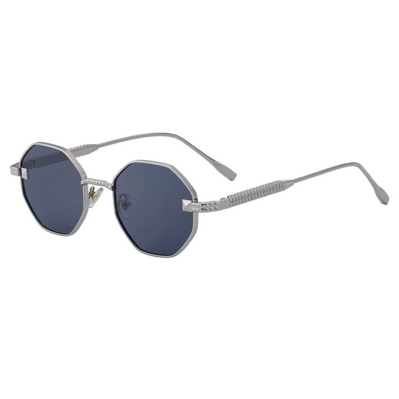 Gafas de sol Fanel hexagonales UV400 marco plateado lente azul Azul Oscuro