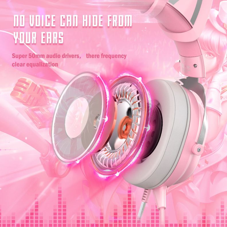 Audifono Gamer Onikuma X11 Rosa Rgb-2