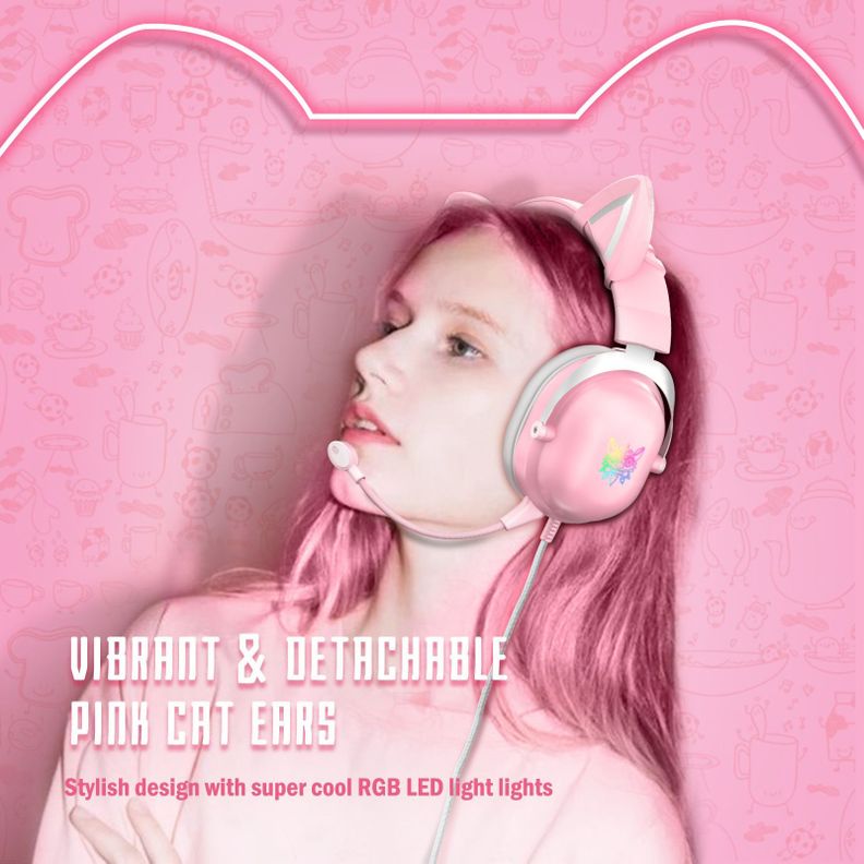 Audifono Gamer Onikuma X11 Rosa Rgb-4