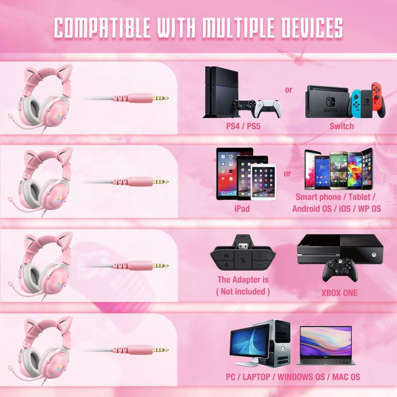 Audifono Gamer Onikuma X11 Rosa Rgb-6