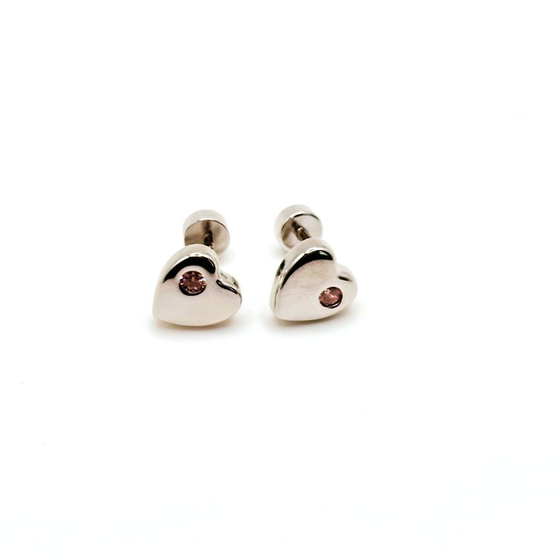 Aros de Corazón con Circón de Plata 925