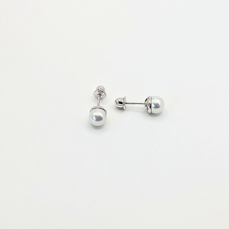 Aros de Perla Cultivada de 6mm de Plata 925