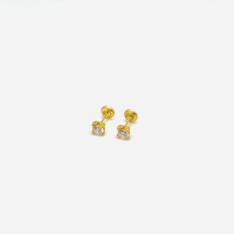 Aro con Circon Solitario de 4mm en Oro 18k
