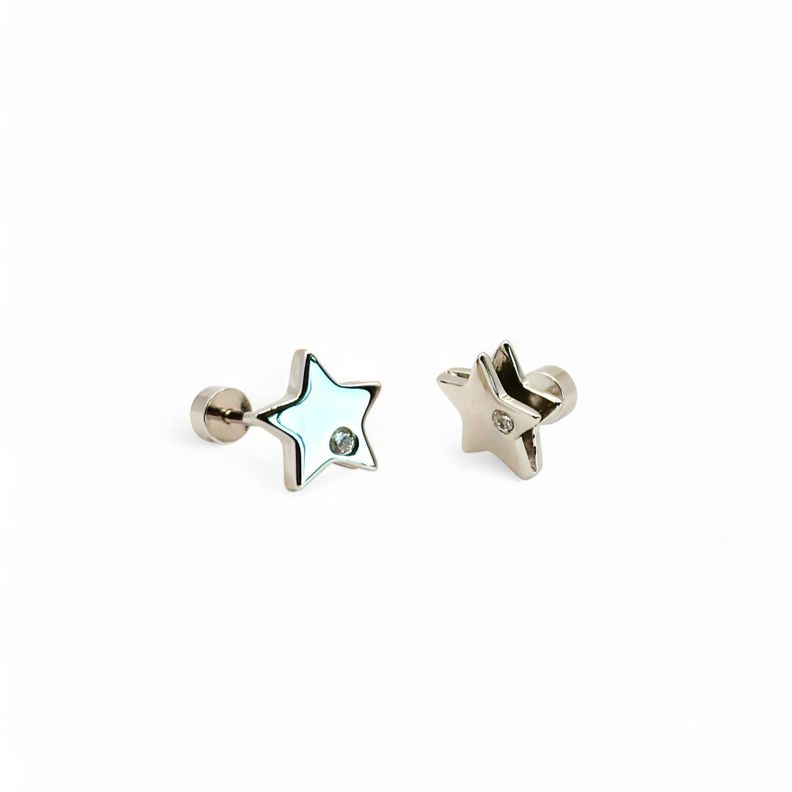 Aros de Estrella con un Circon de Plata 925
