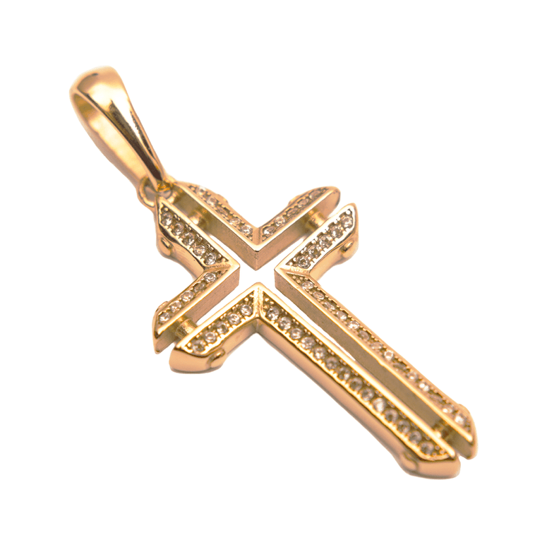 Colgante Crucifico Doble Oro Laminado 18k-0