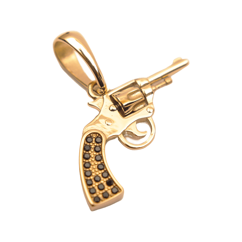 Colgante Revolver Oro Laminado 18k-0