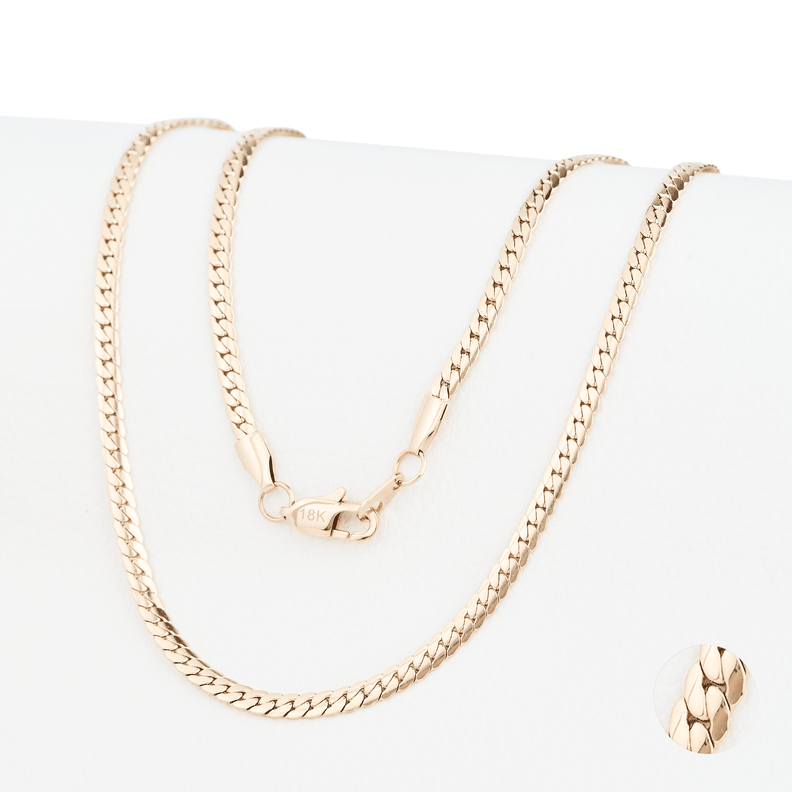 Cadena Serpiente Lisa 2mm/45cm broche langosta Oro Laminado 18k-0