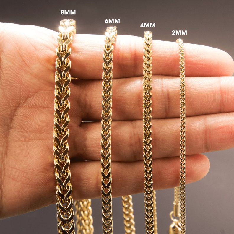 Cadena Espiga 8mm/65cm broche langosta Oro Laminado 18k-1
