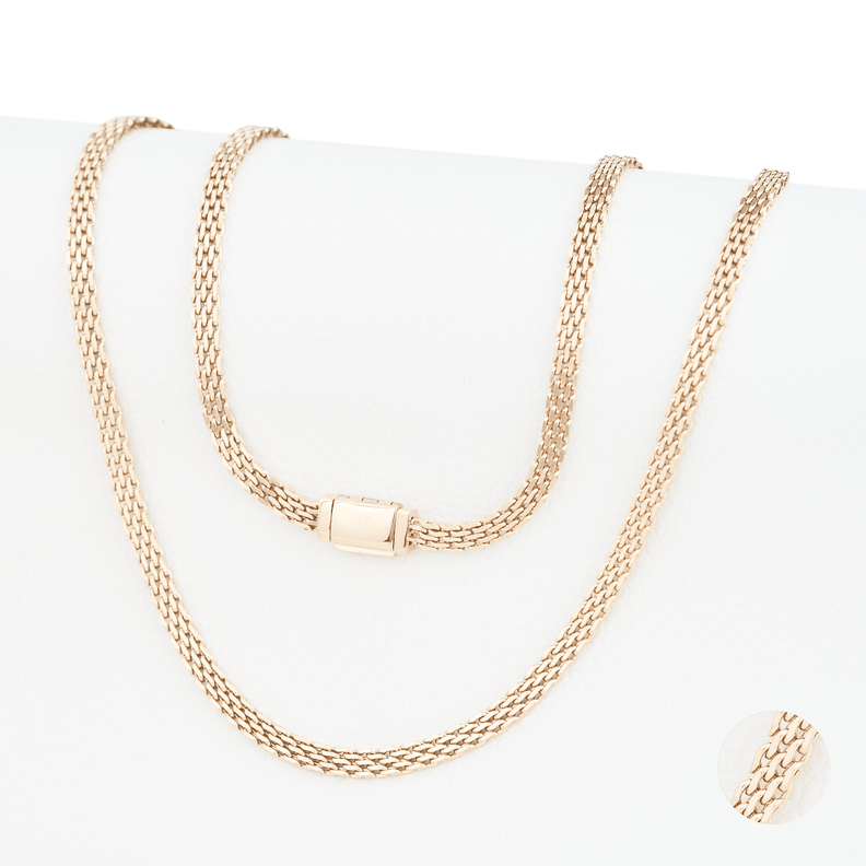 Cadena Chinesca 4mm/45cm broche plano liso Oro Laminado 18k-0