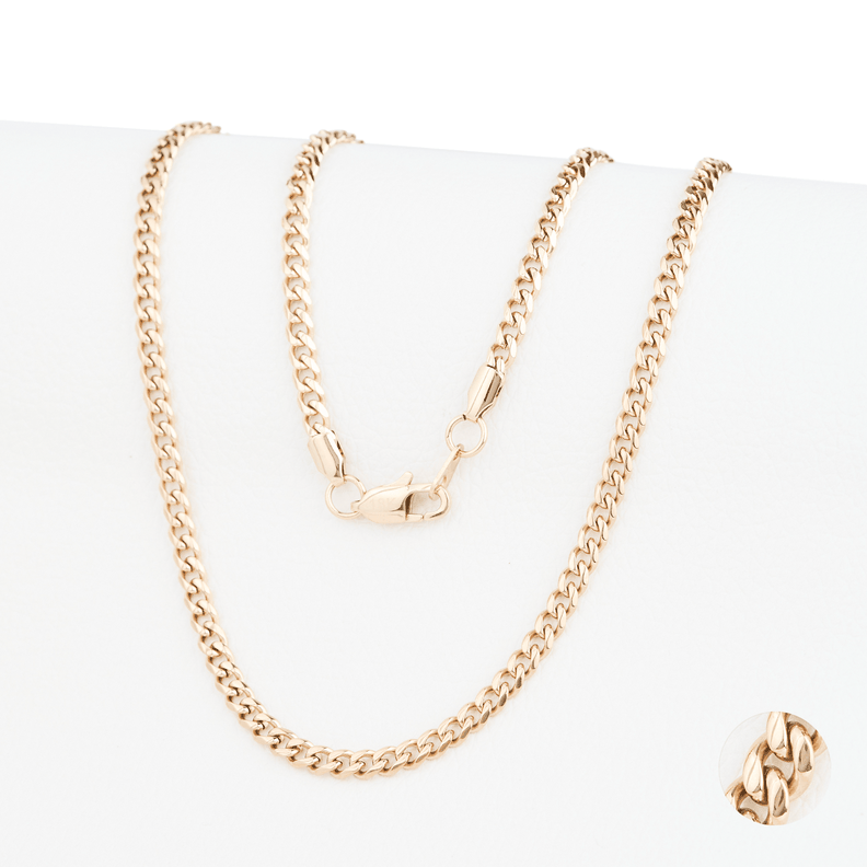 Cadena Cubana 4mm/45cm broche langosta Oro Laminado 18k-0