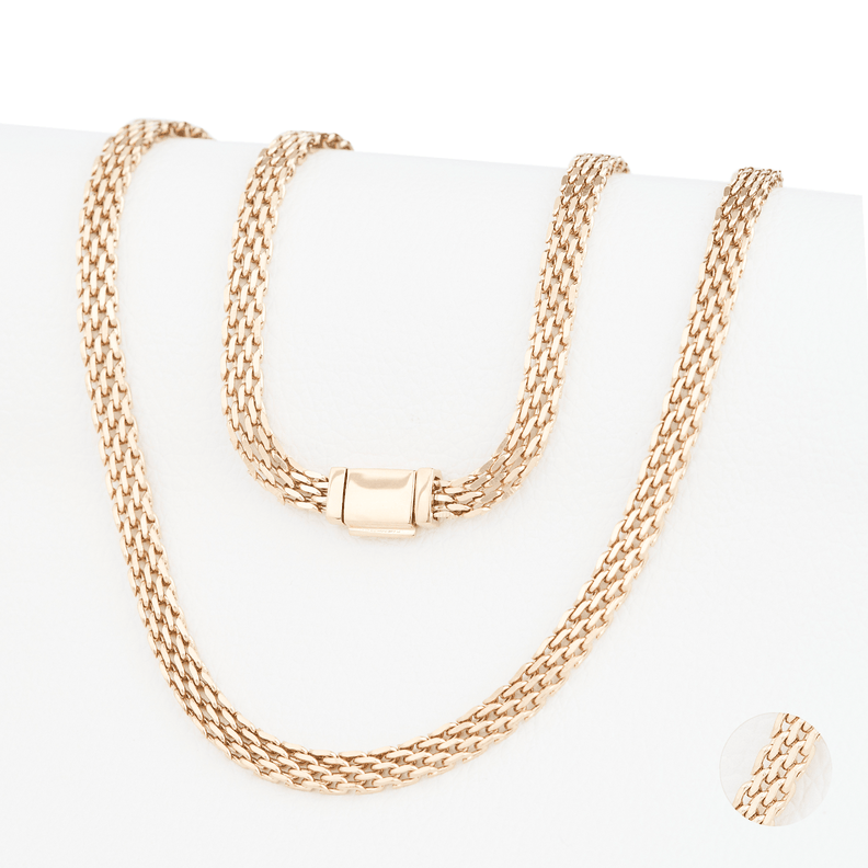Cadena Chinesca 6mm/65cm broche plano liso Oro Laminado 18k-0