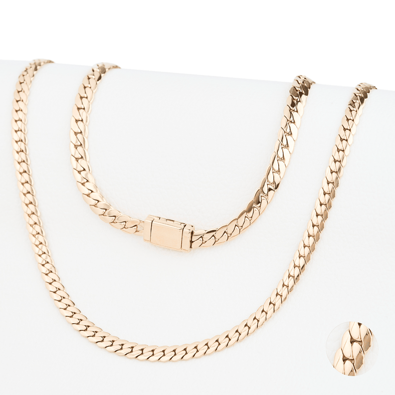 Cadena Serpiente Lisa 6mm/45cm broche plano liso Oro Laminado 18k-0