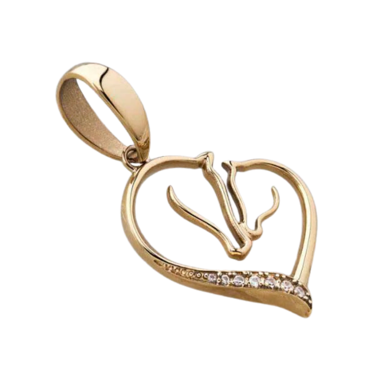 Colgante Corazón Caballos Oro Laminado 18k-0