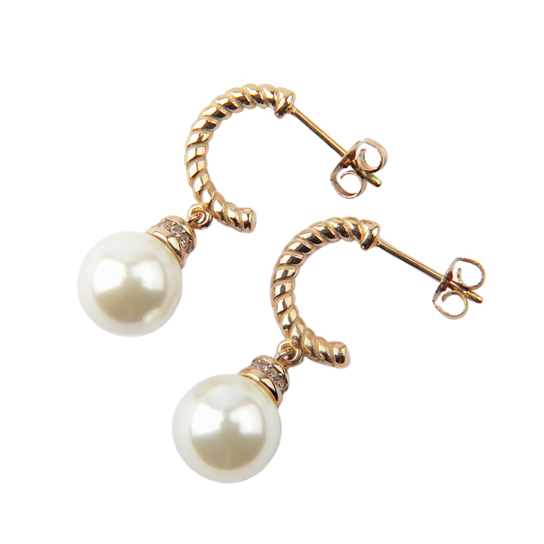 AROS ESPIRAL CON PERLA ORO LAMINADO 18K ZO-0