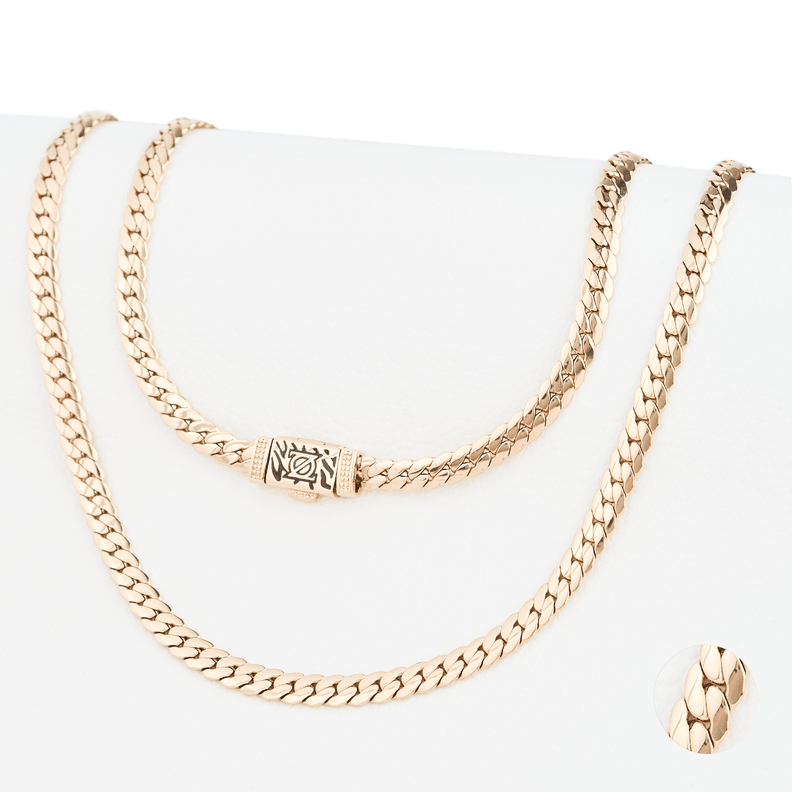 Cadena Serpiente Lisa 6mm/45cm broche cebra exclusivo zo Oro Laminado 18k-0