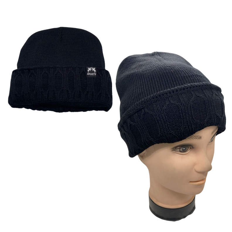Gorro Beanie Con Doblez Y Tejido Unicolor Forro Chiporro-1