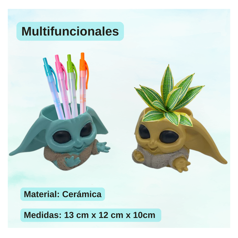 Set 2 Maceteros Baby Yoda Star Wars Decoración Multifunción-1