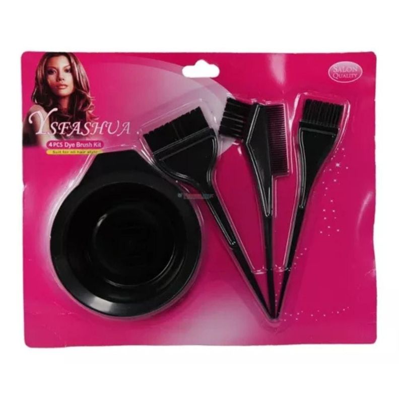 Kit De Peluquería Pocillo + 3 Brochas Peluquería Teñir Pelo-3