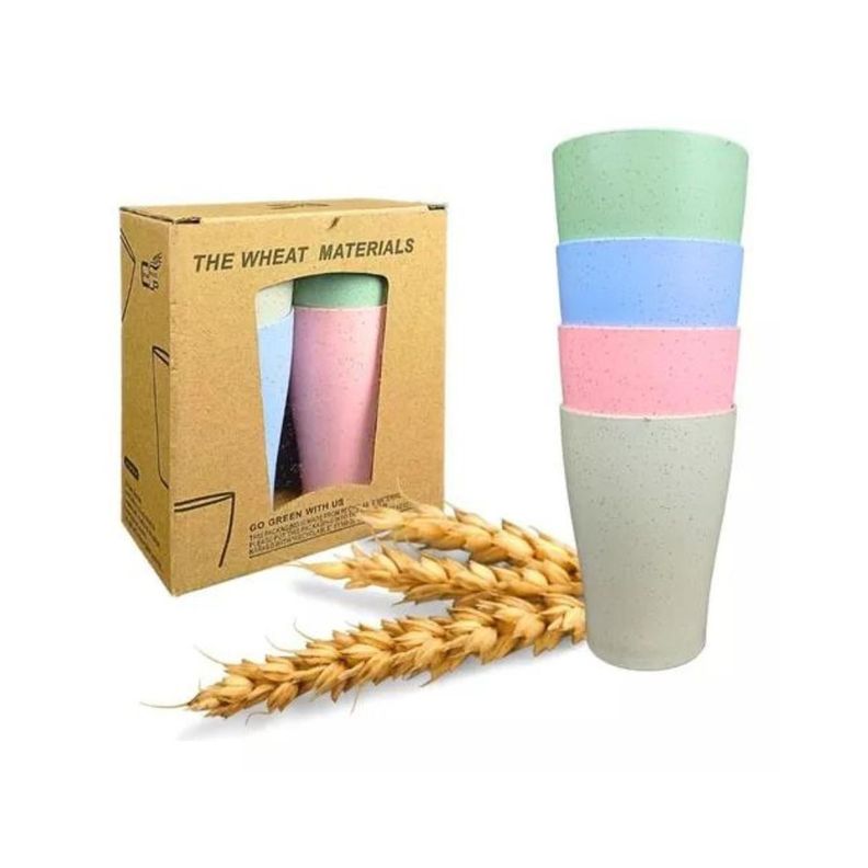Pack de 4 Vasos Fibra De Trigo Ecologico Azul