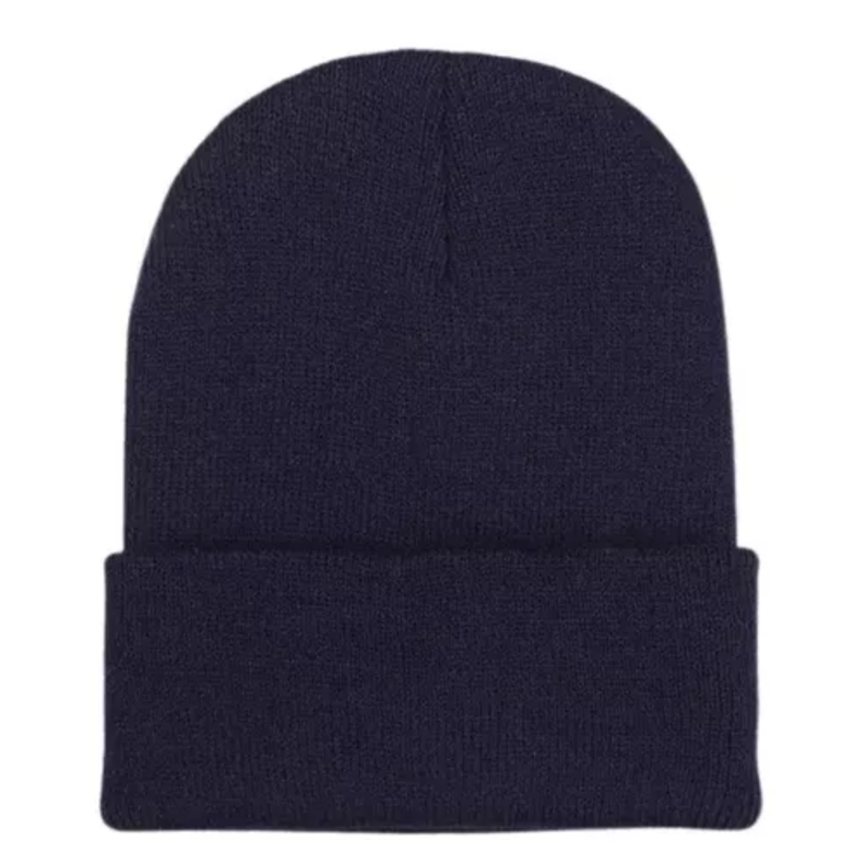 Gorro Beanie De Lana Adulto Con Doblez Negro Forro Polar-1