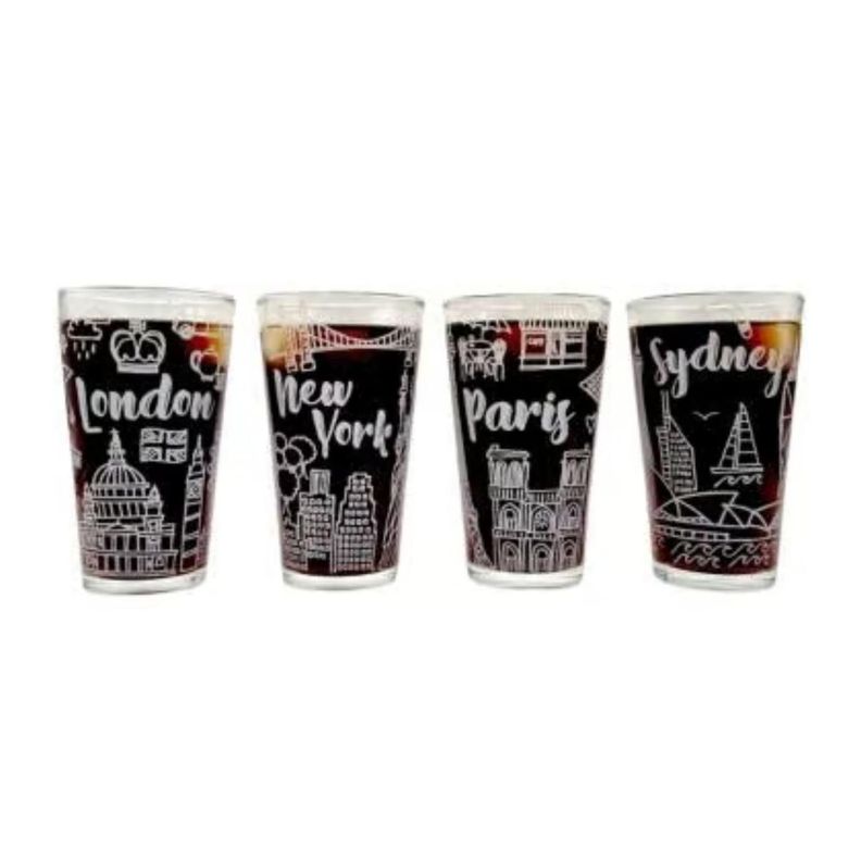 Vaso Vidrio 475ml Ciudades - Vasos para el Hogar Pack-0