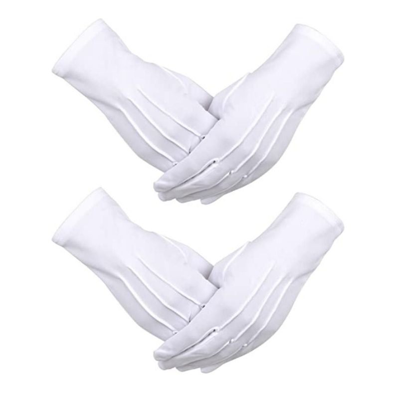 Guantes Blancos Formal Algodón Guardia De Honor Ceremonial-3