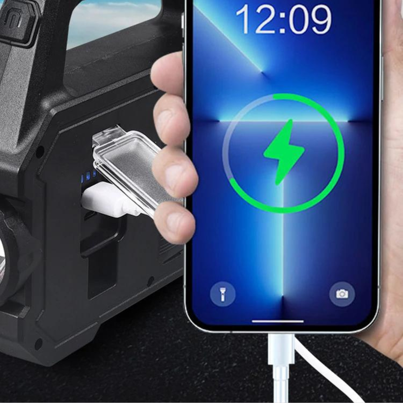 Foco Mano 2 En 1 Linterna Solar Usb Portable Camping Tc-3