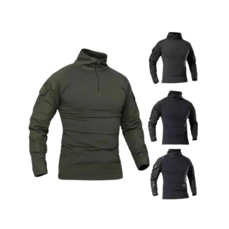 Polera Combat Esdy Shirt Negra Estilo Militar Airsoft Manga Larga-2