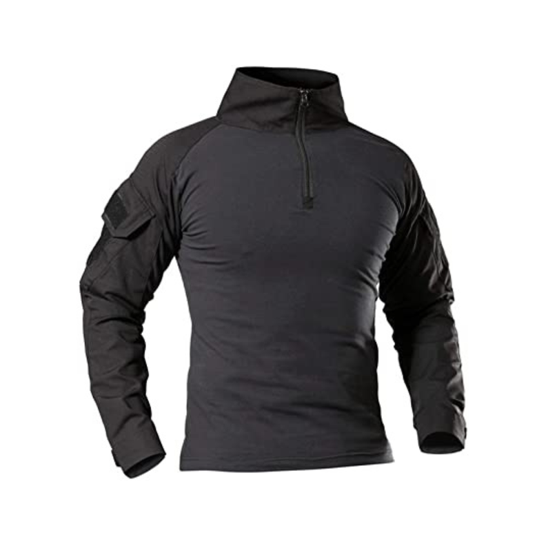 Polera Combat Esdy Shirt Negra Estilo Militar Airsoft Manga Larga-0