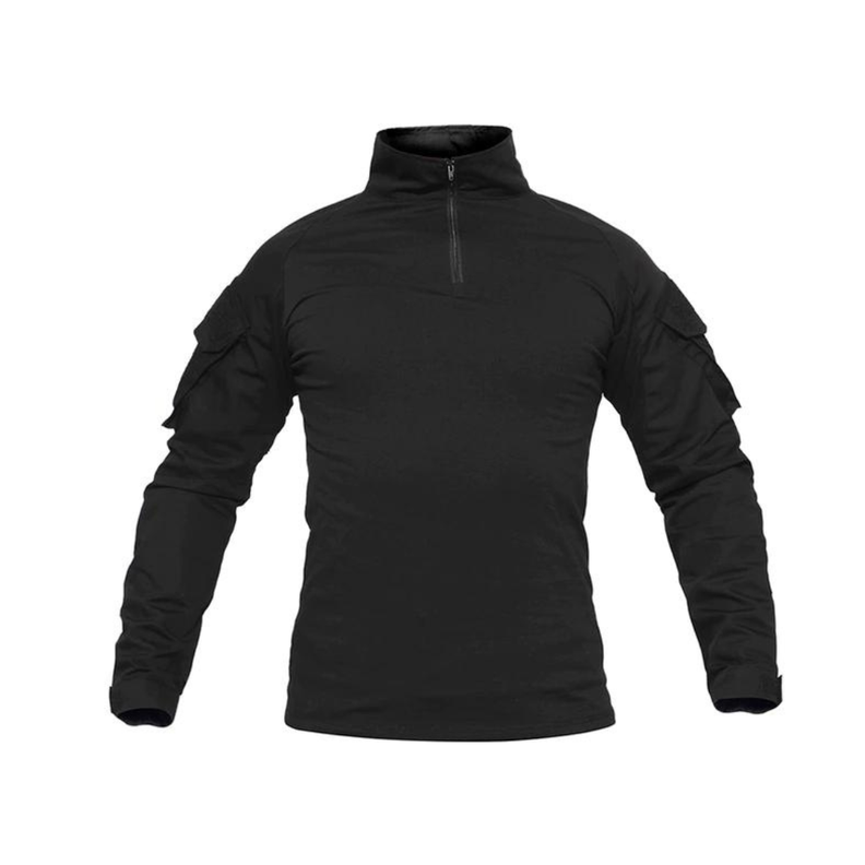 Polera Combat Esdy Shirt Negra Estilo Militar Airsoft Manga Larga-1