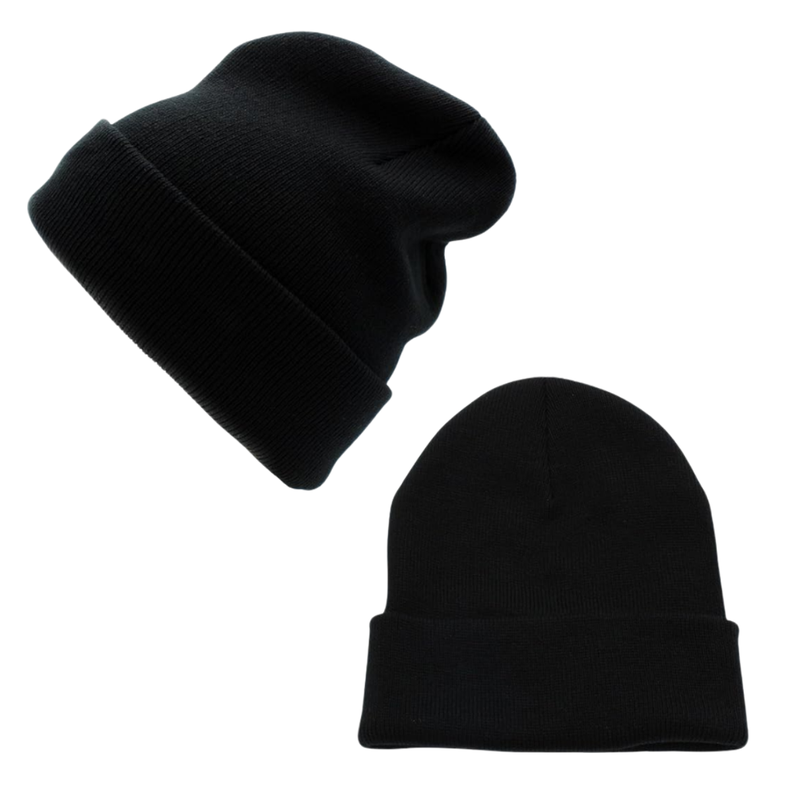 Pack 12 Gorro De Lana Con Doblez Adulto Azul / Negro-1