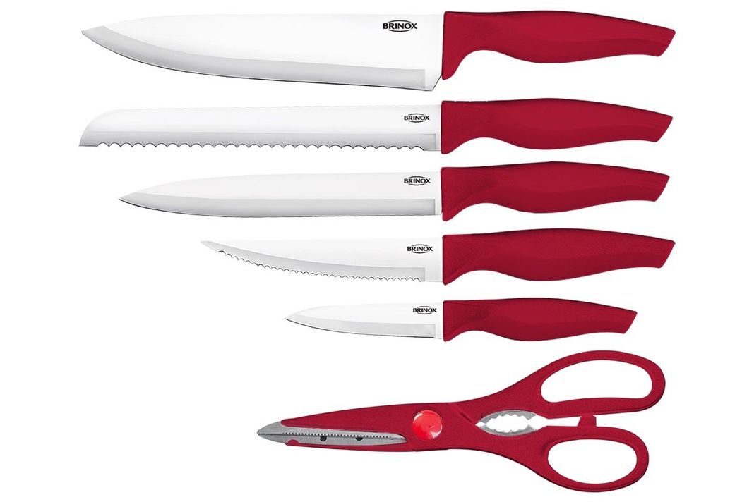 Juego De Cuchillos Para Carne 6 Piezas Rojo De Acero Inoxidable Brinox-0