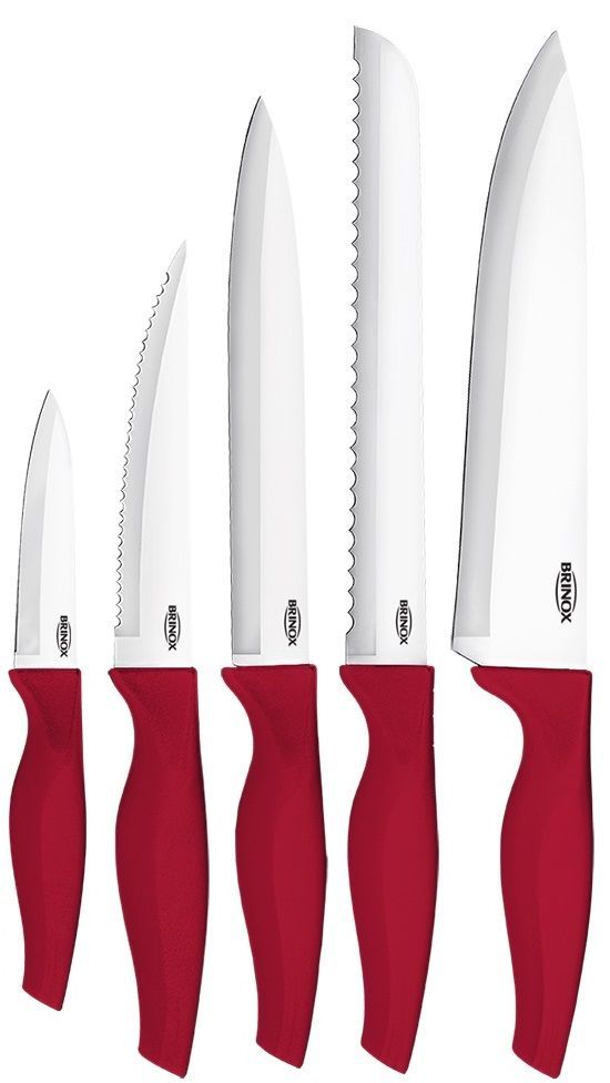 Juego De Cuchillos Para Carne 6 Piezas Rojo De Acero Inoxidable Brinox-1