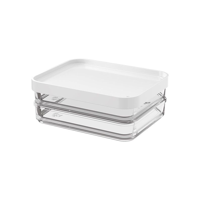 Pote De Plástico Dúo Línea Clear Coza 560 ml Blanco-0