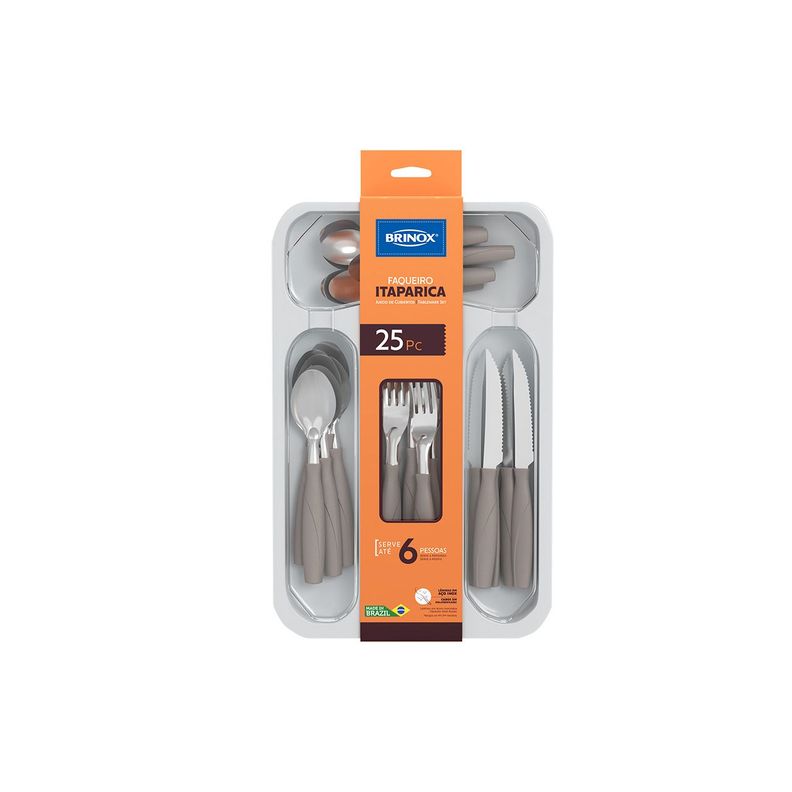 Juego de Cubiertos Con Mango 25 Piezas Brinox Itaparica Gris-0