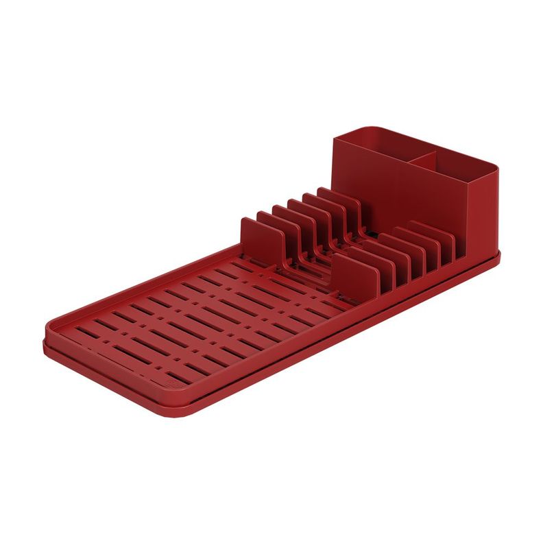 Escurridor De Platos Con Bandeja Single Coza Rojo-0