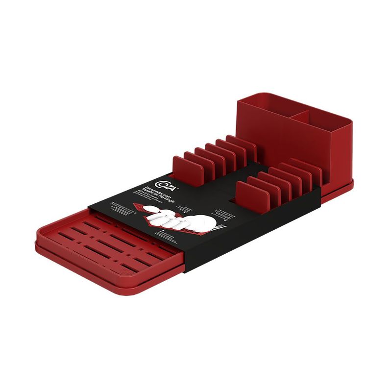 Escurridor De Platos Con Bandeja Single Coza Rojo-1
